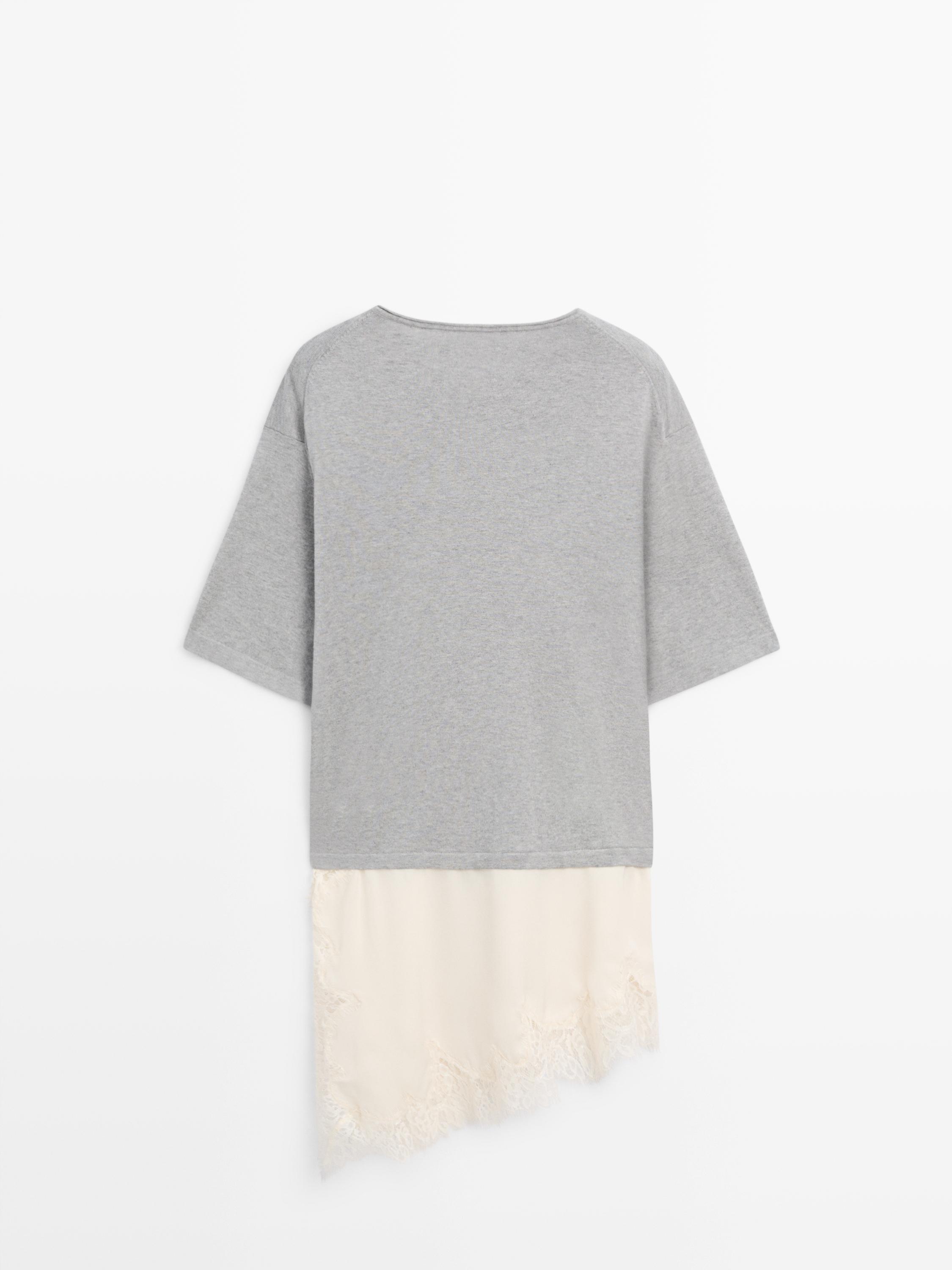 Pull combiné à dentelle